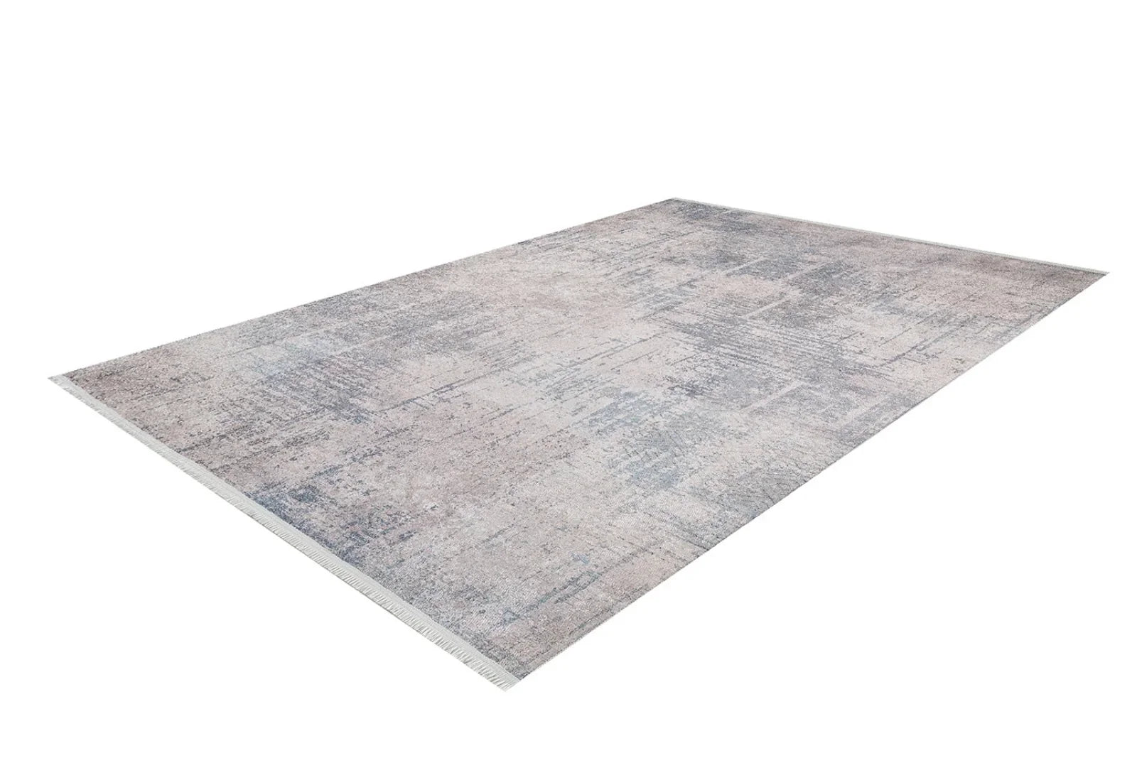 Gri Krem Eskitme Modern Halı - Yıkanabilir - Kaymaz Taban - Pati Dostu