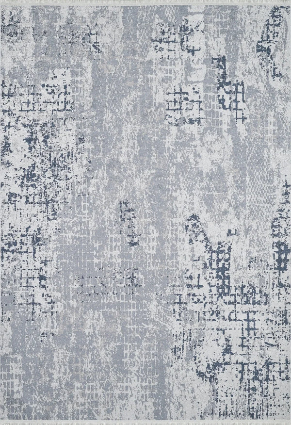 Gri Dokulu Minimalist Halı - Yıkanabilir - Kaymaz Taban - Pati Dostu