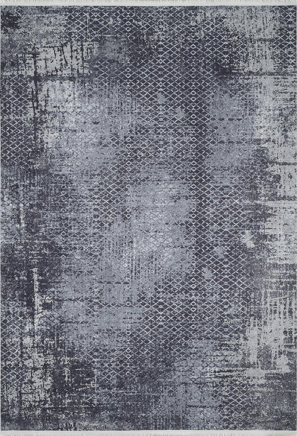 Antrasit Gri Eskitme Modern Halı - Yıkanabilir - Kaymaz Taban - Pati Dostu