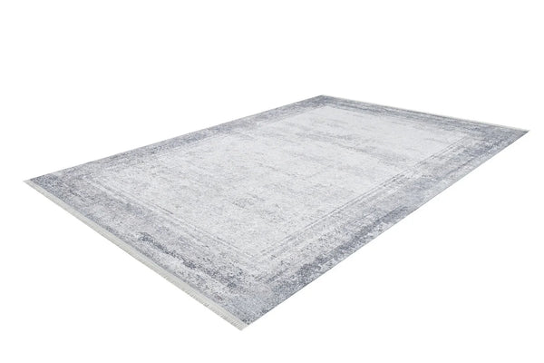Beyaz Gri Dokulu Minimalist Halı - Yıkanabilir - Kaymaz Taban - Pati Dostu