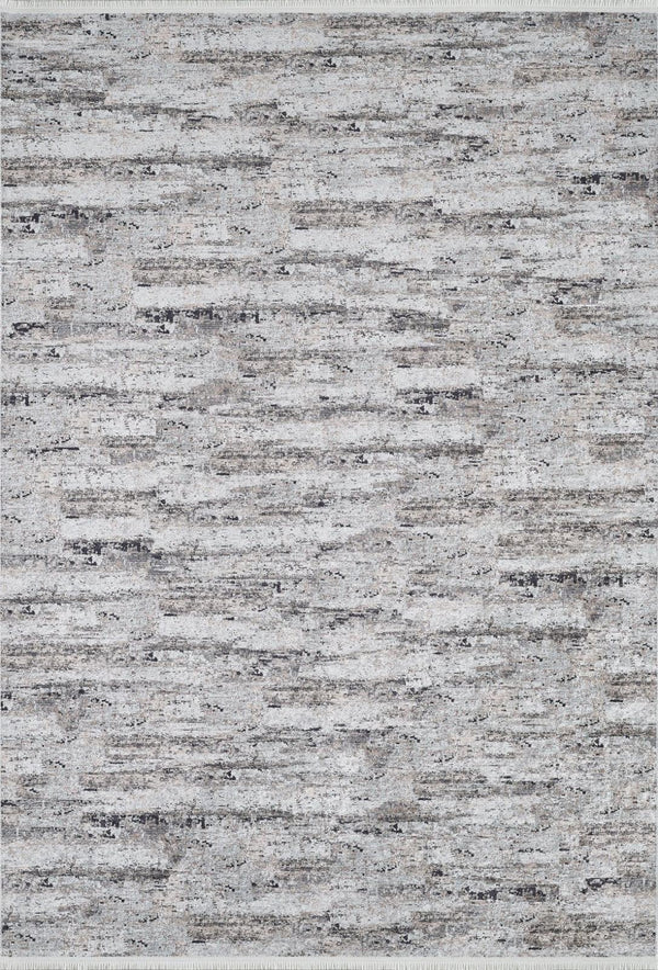 Gri Dokulu Minimalist Halı - Yıkanabilir - Kaymaz Taban - Pati Dostu