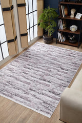 White Gray Modern Living Room Striped Rug - Polyester