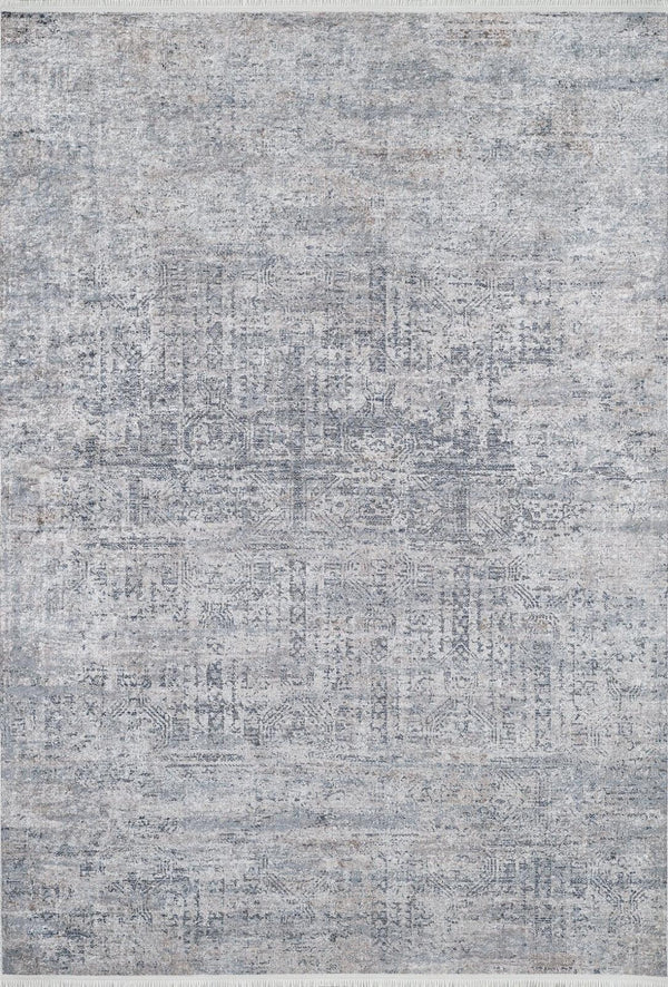 Beyaz Gri Düz Modern Halı - Yıkanabilir - Kaymaz Taban - Pati Dostu