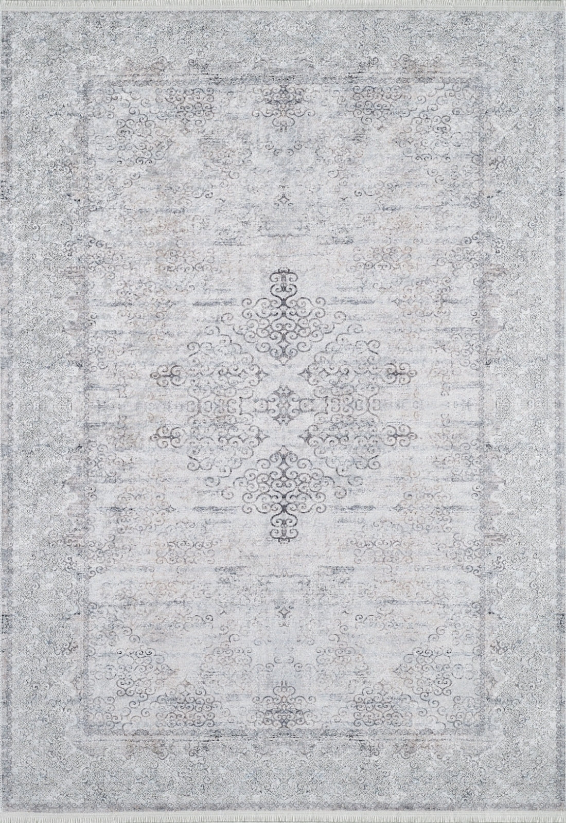 Puebla Gri Klasik Dijital Baskı Halı Halınet