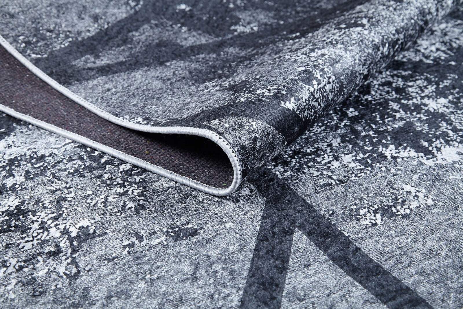 Fergana Antrasit Çizgili Dijital Baskı Halı Halınet