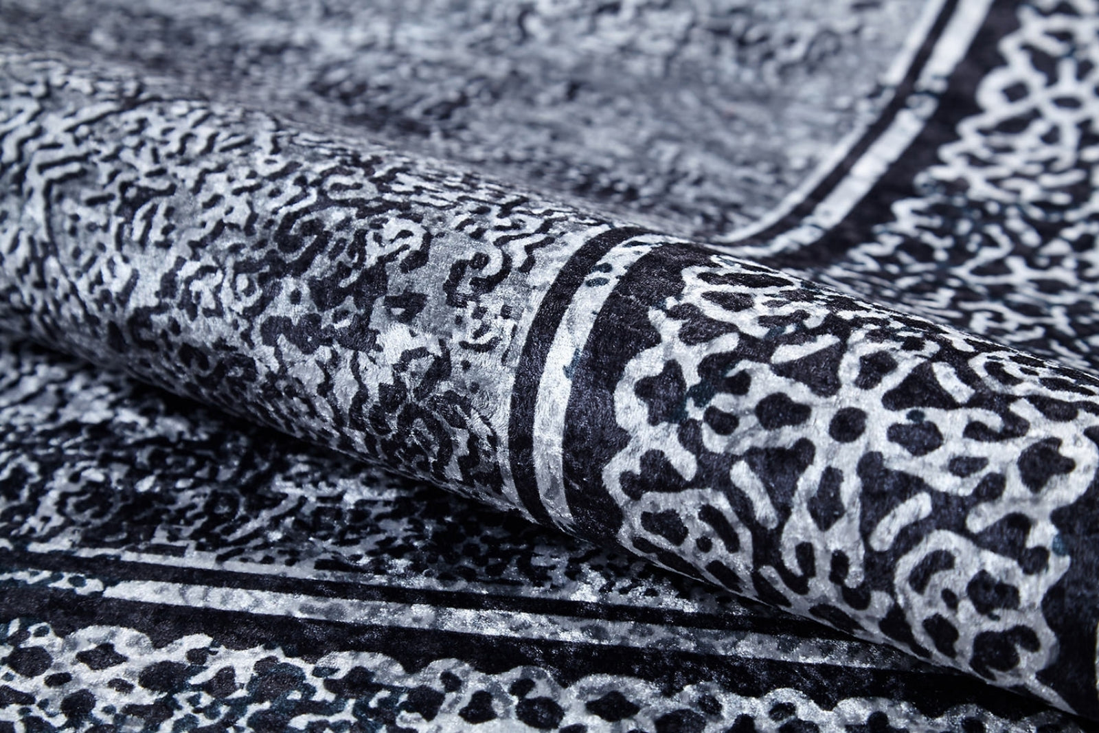 Jamnagar Gri Çerçeveli Dijital Baskı Halı Halınet