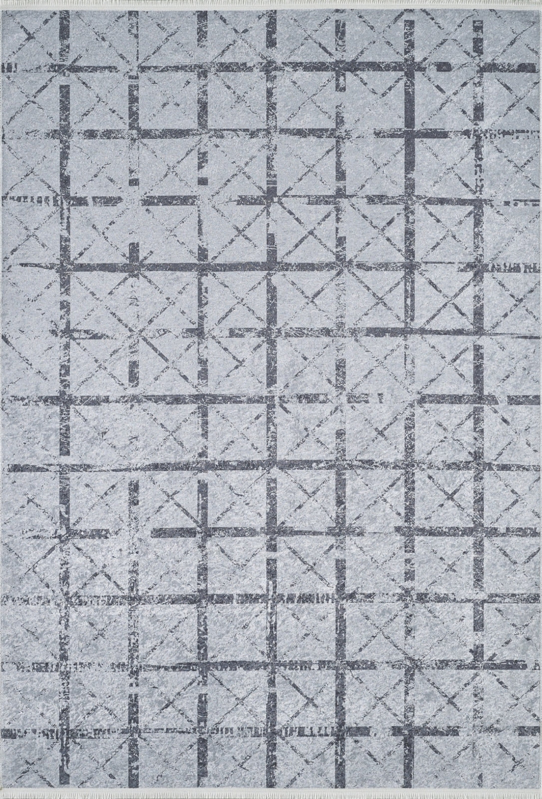 Circig Gri Geometrik Dijital Baskı Halı Halınet