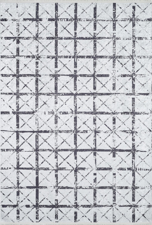 Tahran Gri Geometrik Dijital Baskı Halı Halınet