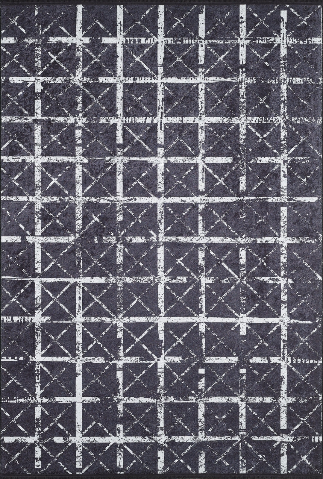 Meshed Siyah Çizgili Dijital Baskı Halı Halınet