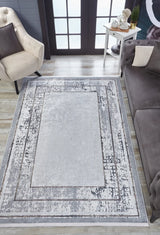 Grey Light Grey Distressed Living Room Rug HLN1807 - Polyester
