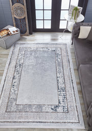 Karaci Gri Çerçeveli Dijital Baskı Halı Halınet