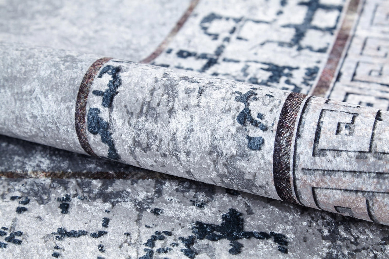 Karaci Gri Çerçeveli Dijital Baskı Halı Halınet