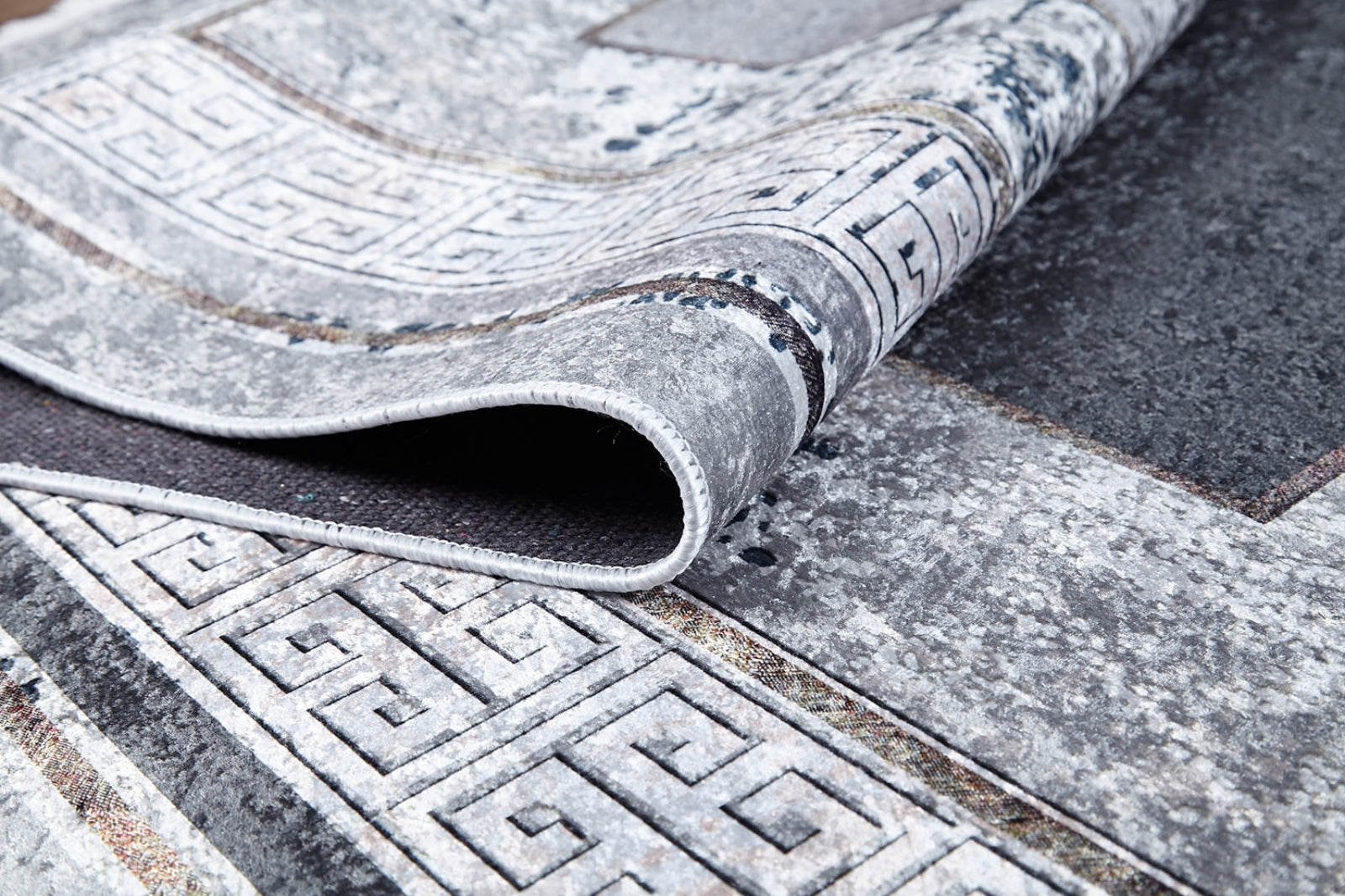 Lahor Gri Çerçeveli Dijital Baskı Halı Halınet