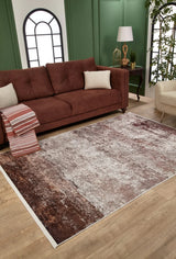 Brown Beige Distressed Living Room Rug HLN1816