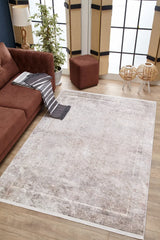 Light Grey Beige Distressed Living Room Rug Abstract - Polyester