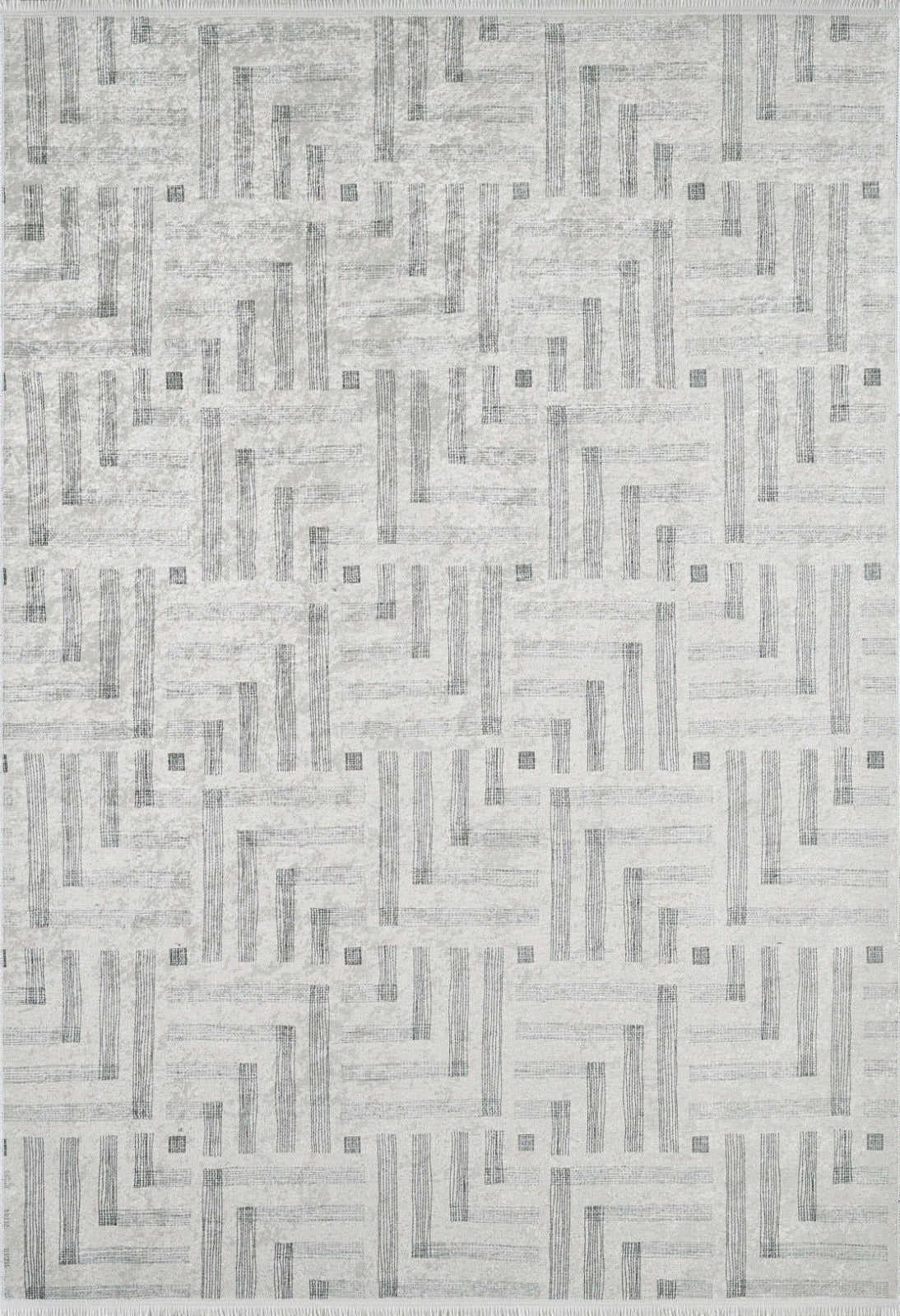 Erdebil Gri Geometrik Dijital Baskı Halı Halınet