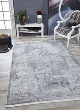 Light Gray Distressed Gray Living Room Rug - Polyester