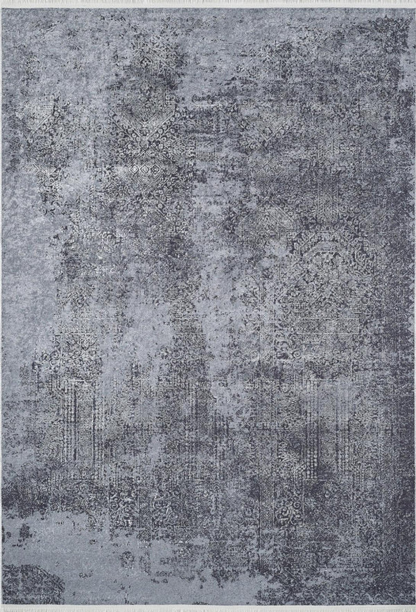 Mavi Figürlü Modern Halı - Yıkanabilir - Kaymaz Taban - Pati Dostu