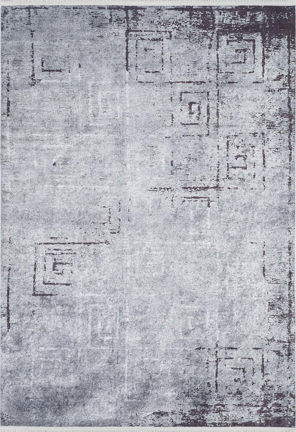 Gri Dokulu Minimalist Halı - Yıkanabilir - Kaymaz Taban - Pati Dostu
