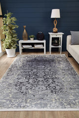 Dark Grey Light Grey Modern Living Room Rug - Polyester