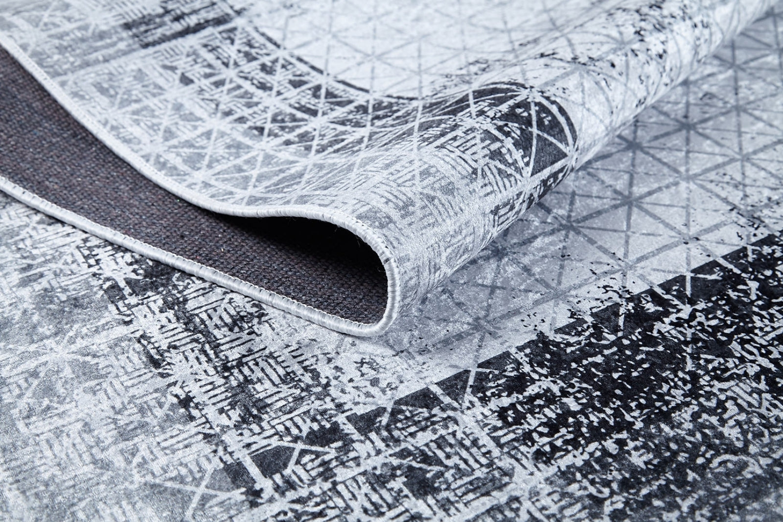 Ketta Gri Çerçeveli Dijital Baskı Halı Halınet