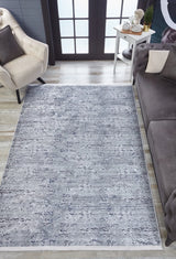 Grey Light Grey Distressed Living Room Rug Abstract - Polyester Digital Print