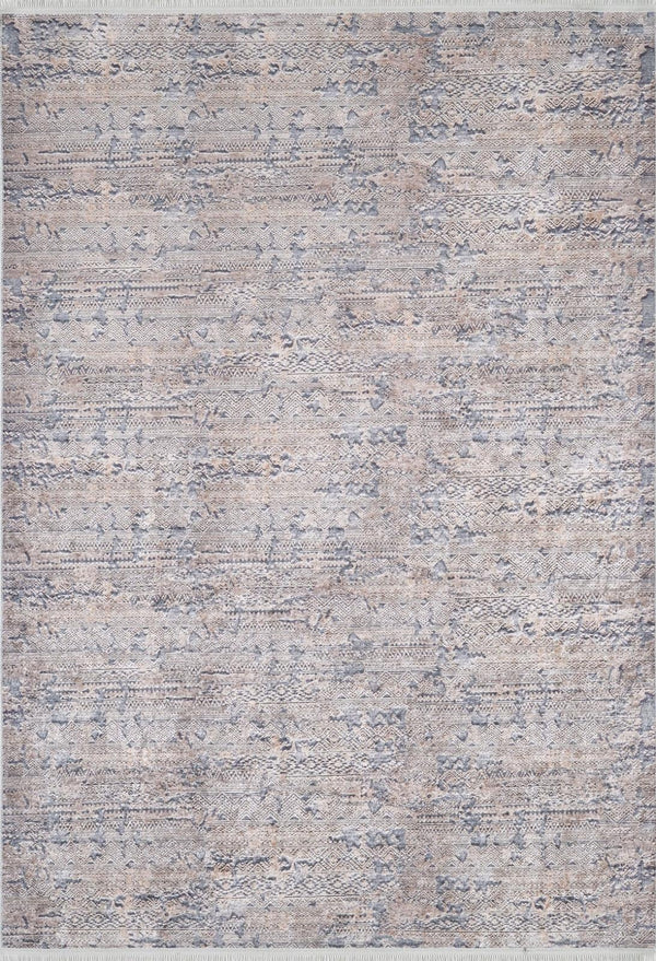 Bej Krem Dokulu Minimalist Halı - Yıkanabilir - Kaymaz Taban - Pati Dostu
