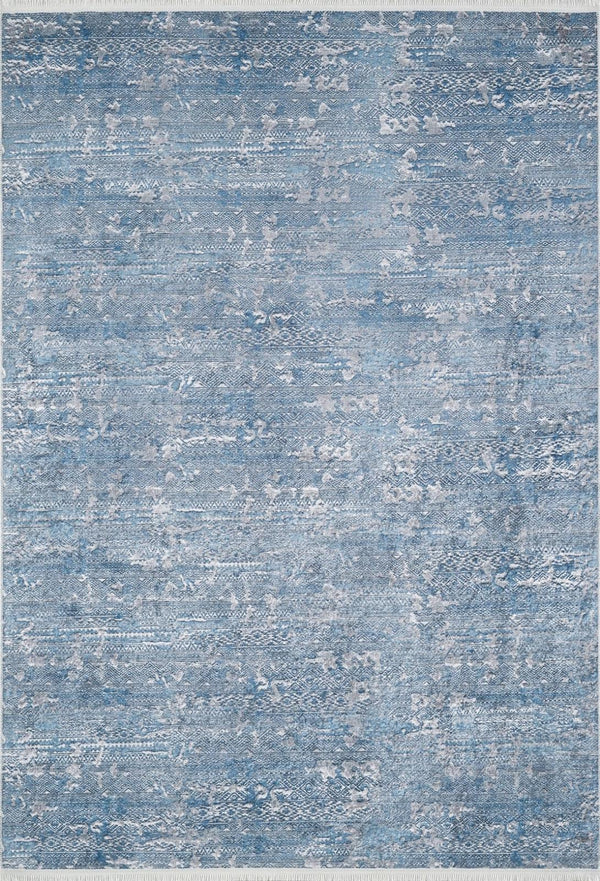 Mavi Dokulu Minimalist Halı - Yıkanabilir - Kaymaz Taban - Pati Dostu