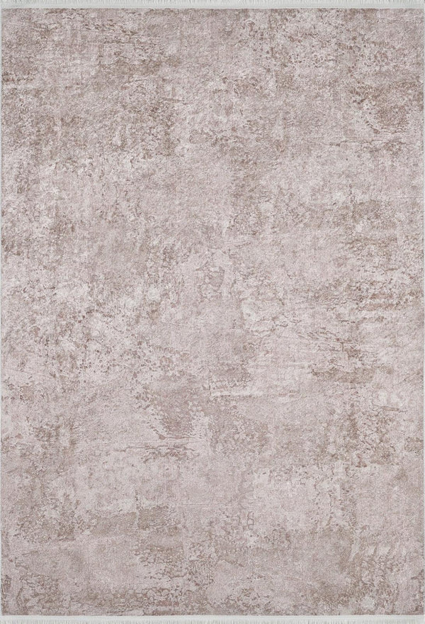 Bej Krem Eskitme Modern Halı - Yıkanabilir - Kaymaz Taban - Pati Dostu