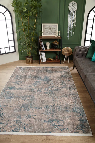 Bej Gri Modern Salon Halısı Soyut - Polyester