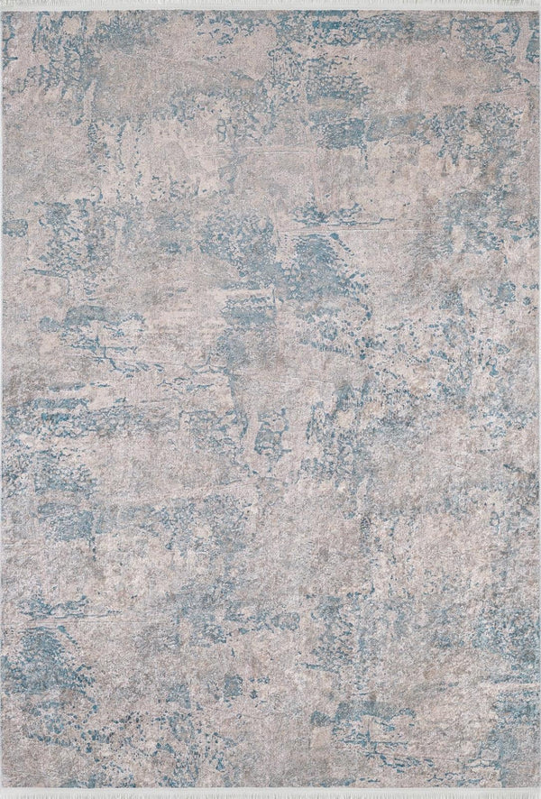 Bej Gri Eskitme Modern Halı - Yıkanabilir - Kaymaz Taban - Pati Dostu