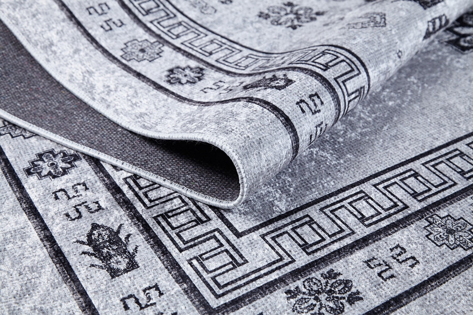 Jiutepec Gri Geometrik Dijital Baskı Halı Halınet