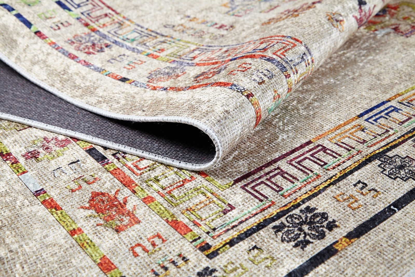 Metepec Bej Geometrik Dijital Baskı Halı Halınet