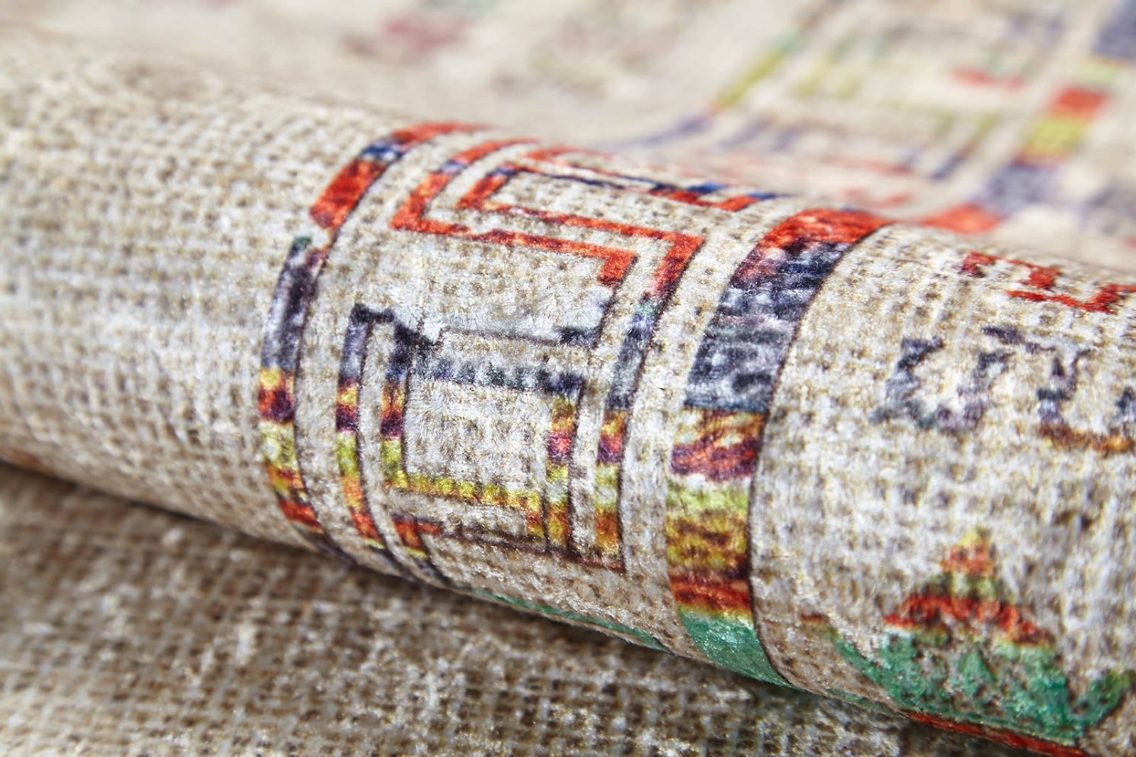 Metepec Bej Geometrik Dijital Baskı Halı Halınet