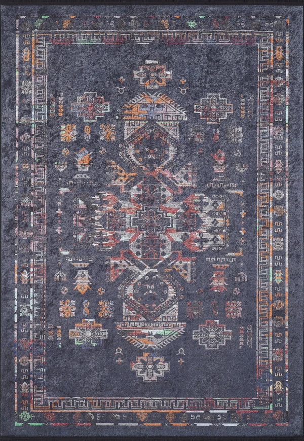 Antrasit Dokulu Modern Halı - Yıkanabilir - Kaymaz Taban - Pati Dostu