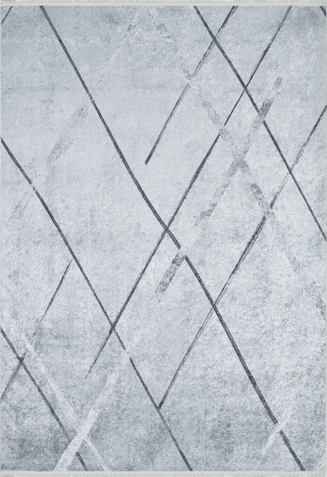 Mahabad Gri Çizgili Dijital Baskı Halı Halınet