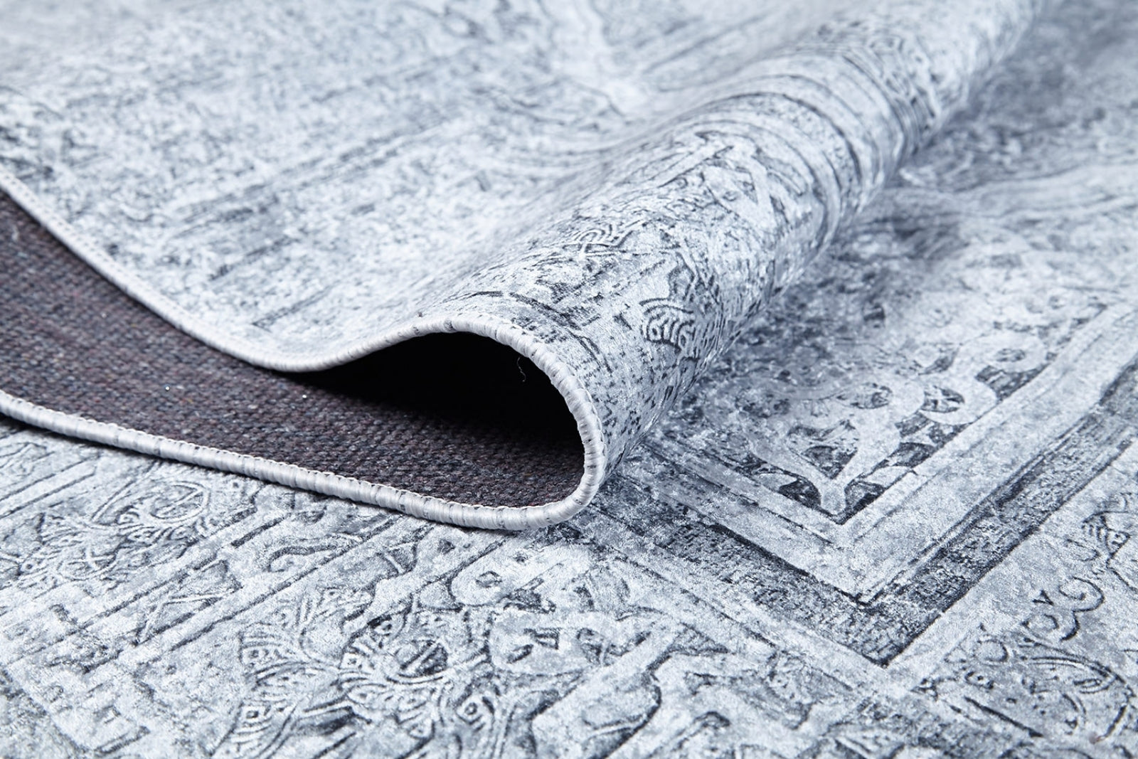 Mervdest Gri Klasik Dijital Baskı Halı Halınet