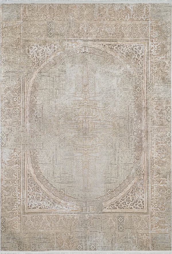 Bej Gold Klasik Modern Halı - Yıkanabilir - Kaymaz Taban - Pati Dostu