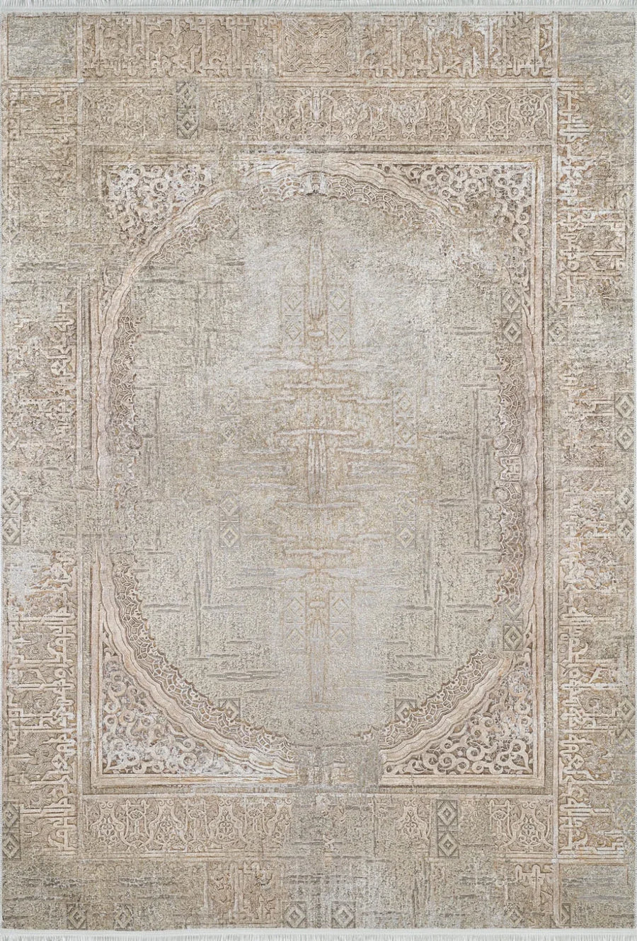 Alfombra de outlet con estampado digital, diseño clásico de medallones beige y marrón, 300x400 cm – imagen 2