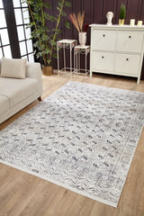 Light Grey Dark Grey Distressed Living Room Rug HLN1941 - Polyester