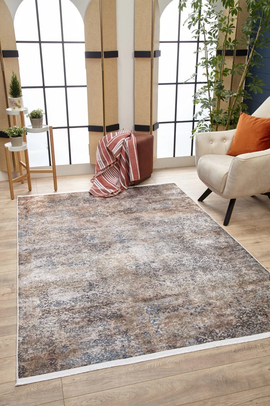 Vizon Dokulu Modern Halı - Yıkanabilir - Kaymaz Taban - Pati Dostu
