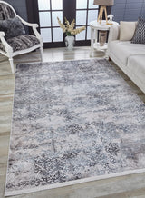 Light Grey Dark Grey Distressed Living Room Rug HLN1946 - Polyester