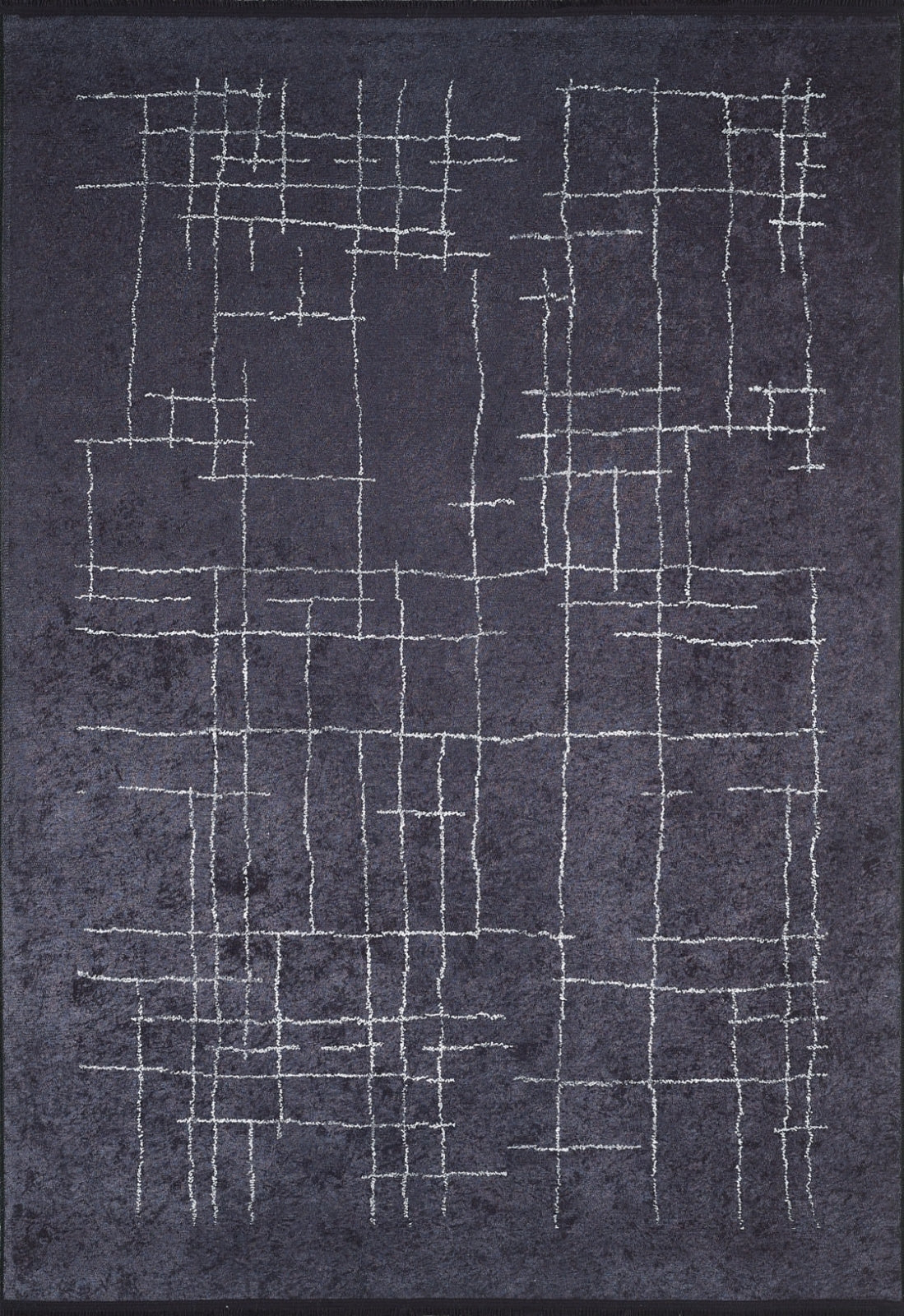 QuintanaRoo Siyah Çizgili Dijital Baskı Halı Halınet