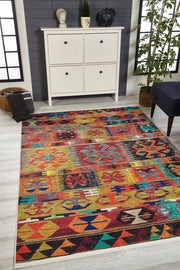 Geometrik Desenli Modern Halı - Yıkanabilir - Kaymaz Taban - Pati Dostu