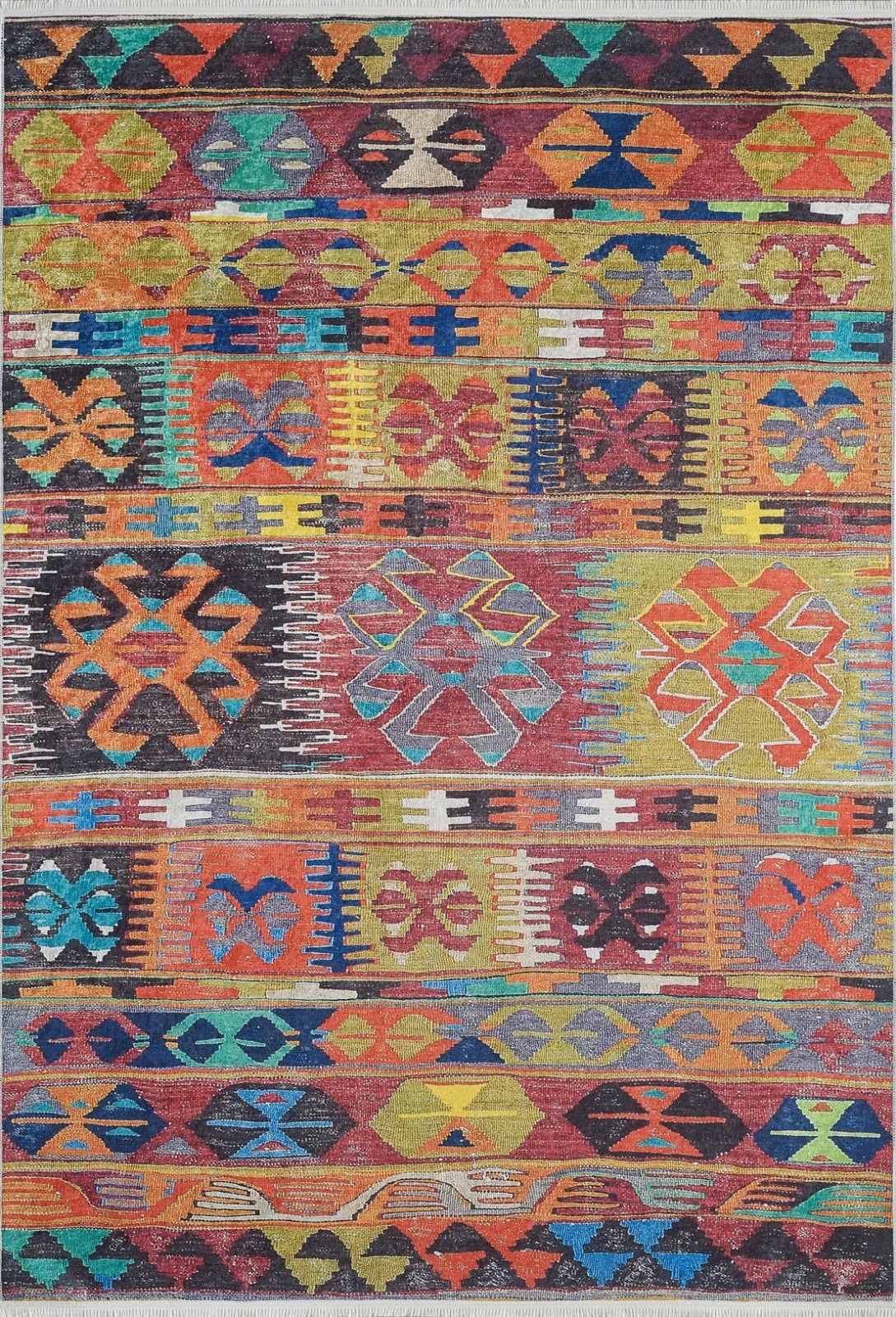 Geometrik Desenli Modern Halı - Yıkanabilir - Kaymaz Taban - Pati Dostu