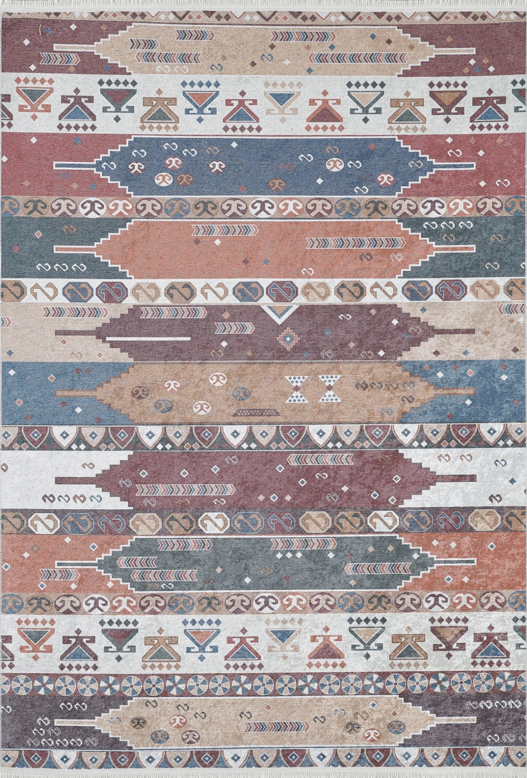 Ranchi Lacivert Etnik Dijital Baskı Halı Halınet