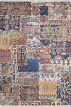 Blachownia Kahverengi Patchwork Dijital Baskı Halı Halınet