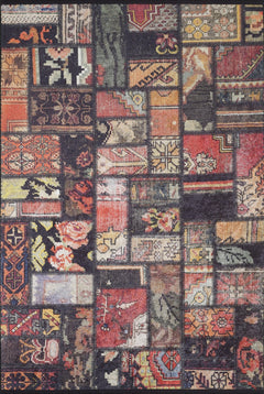 Blaszki Siyah Patchwork Dijital Baskı Halı Halınet