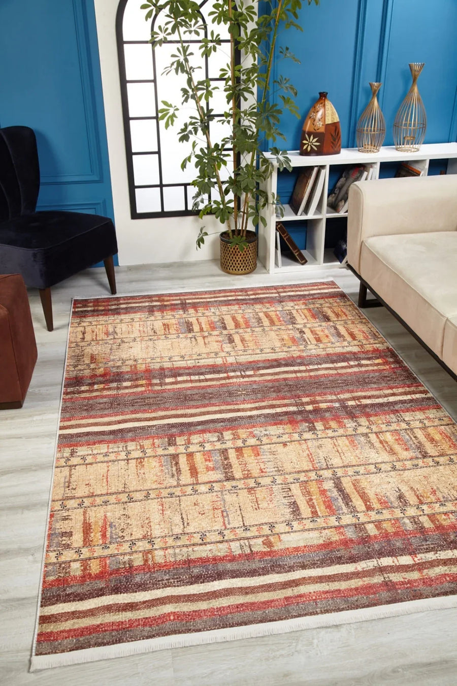 Geometrik Modern Halı - Yıkanabilir - Kaymaz Taban - Pati Dostu