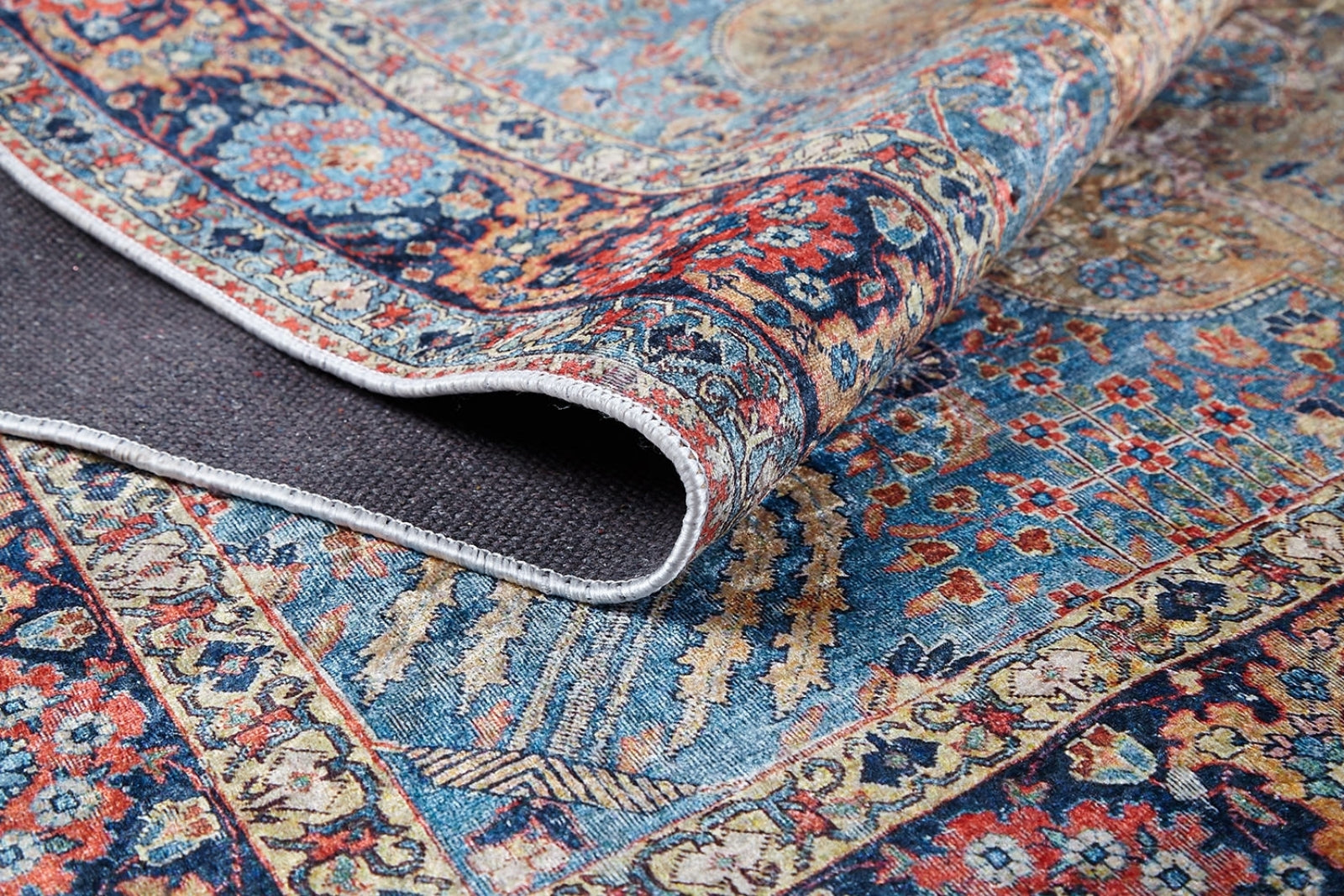 Tirucchirappalli Mavi Klasik Dijital Baskı Halı Halınet